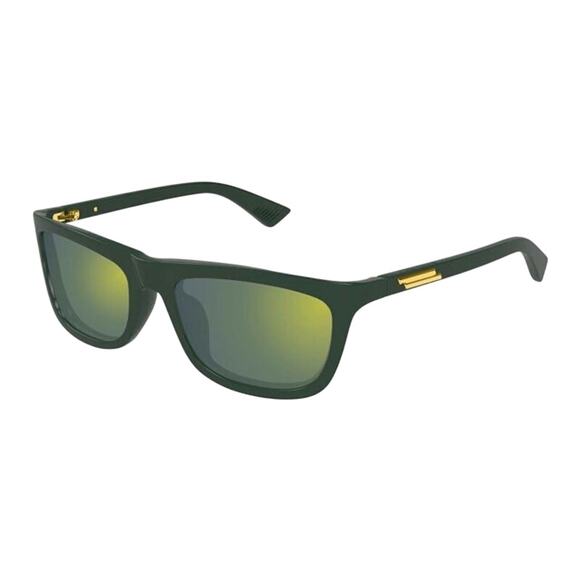 Bottega Veneta NWT BV1328SA Green and Gold Rectangular Sunglasses - Picture 1 of 10